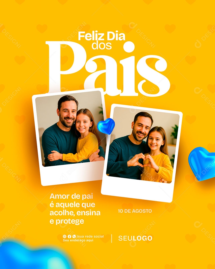 Feliz Dia Dos Pais 11 de Agosto Social Media PSD Editável