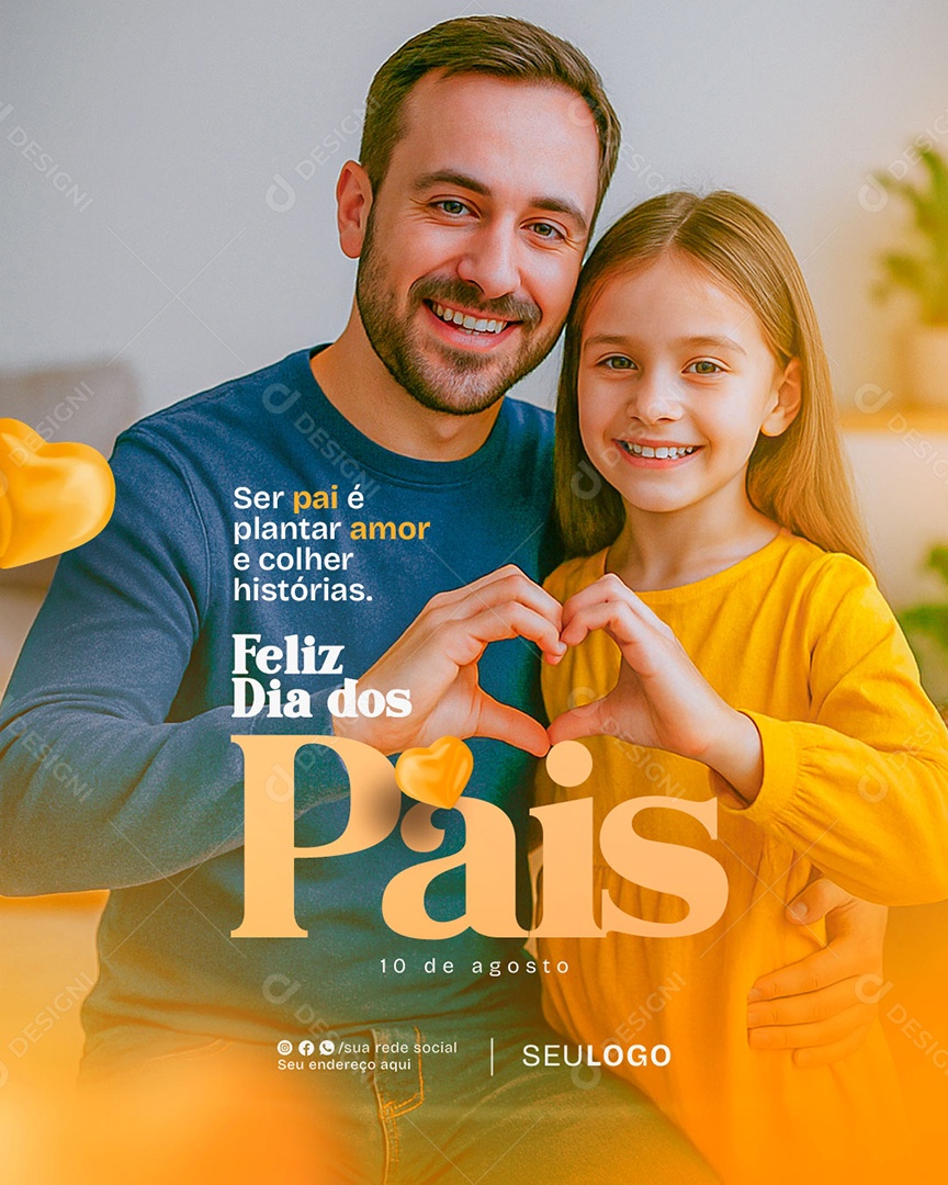 Feliz Dia Dos Pais 11 de Agosto Social Media PSD Editável
