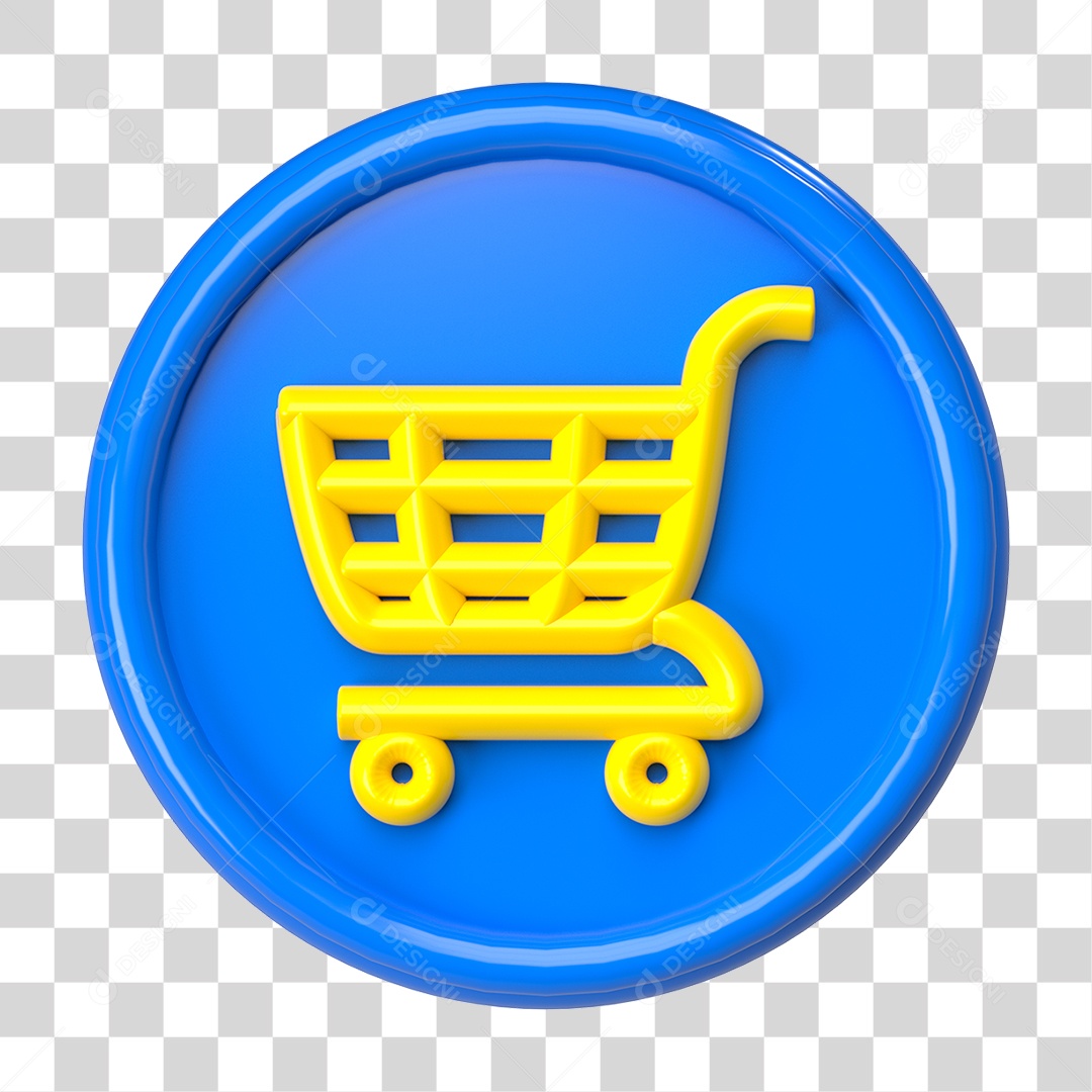 Ícone 3D Carrinho de Compras PNG Transparente