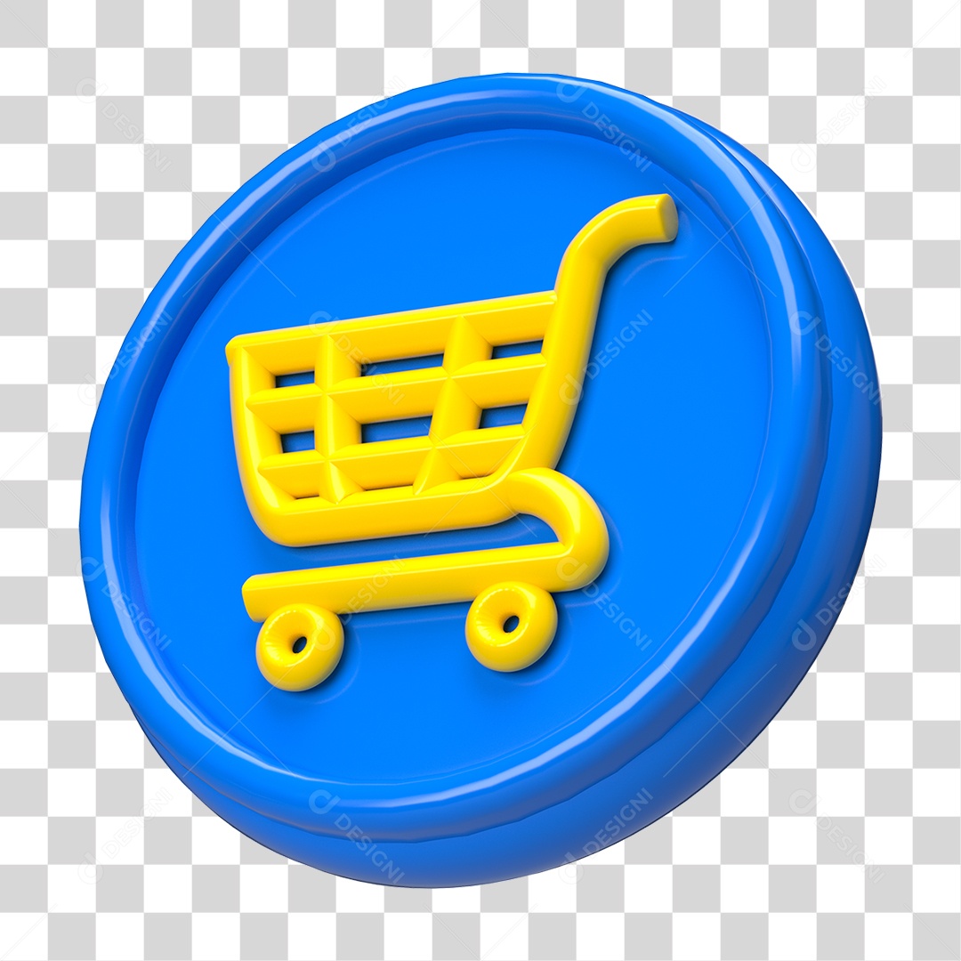 Ícone 3D Carrinho de Compras PNG Transparente