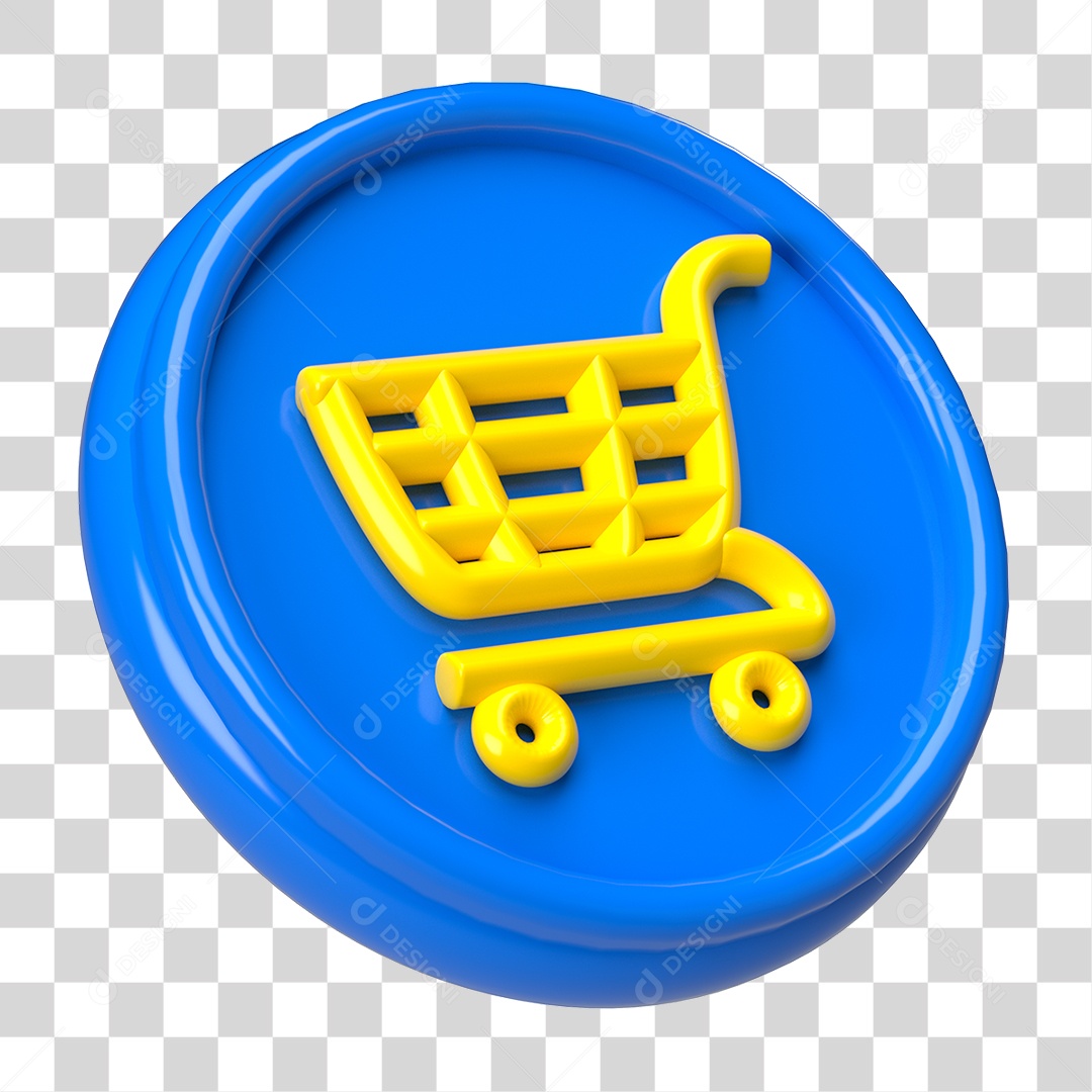 Ícone 3D Carrinho de Compras PNG Transparente