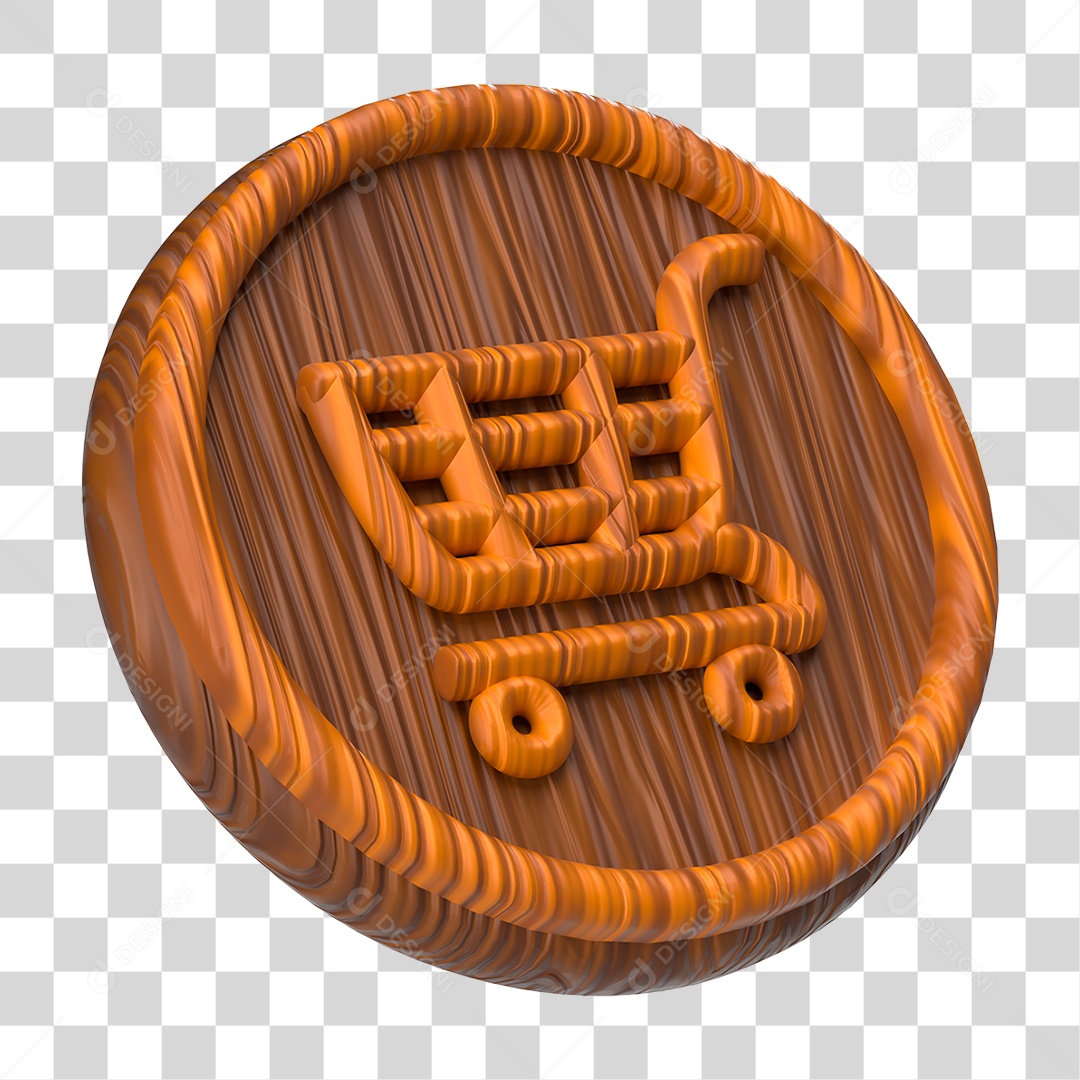 Ícone 3D Carrinho de Compras PNG Transparente