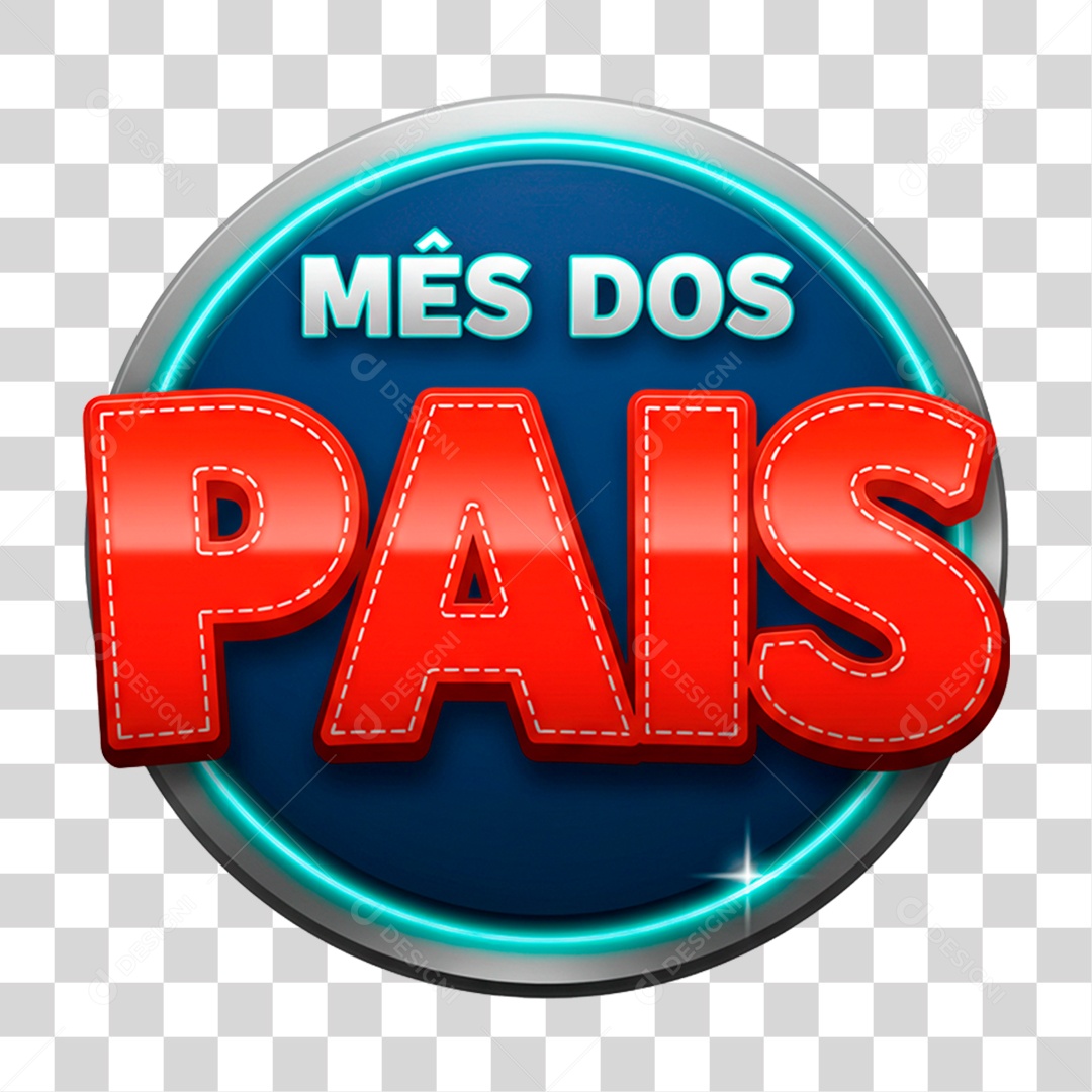 Selo 3D Mês dos Pais PNG Transparente