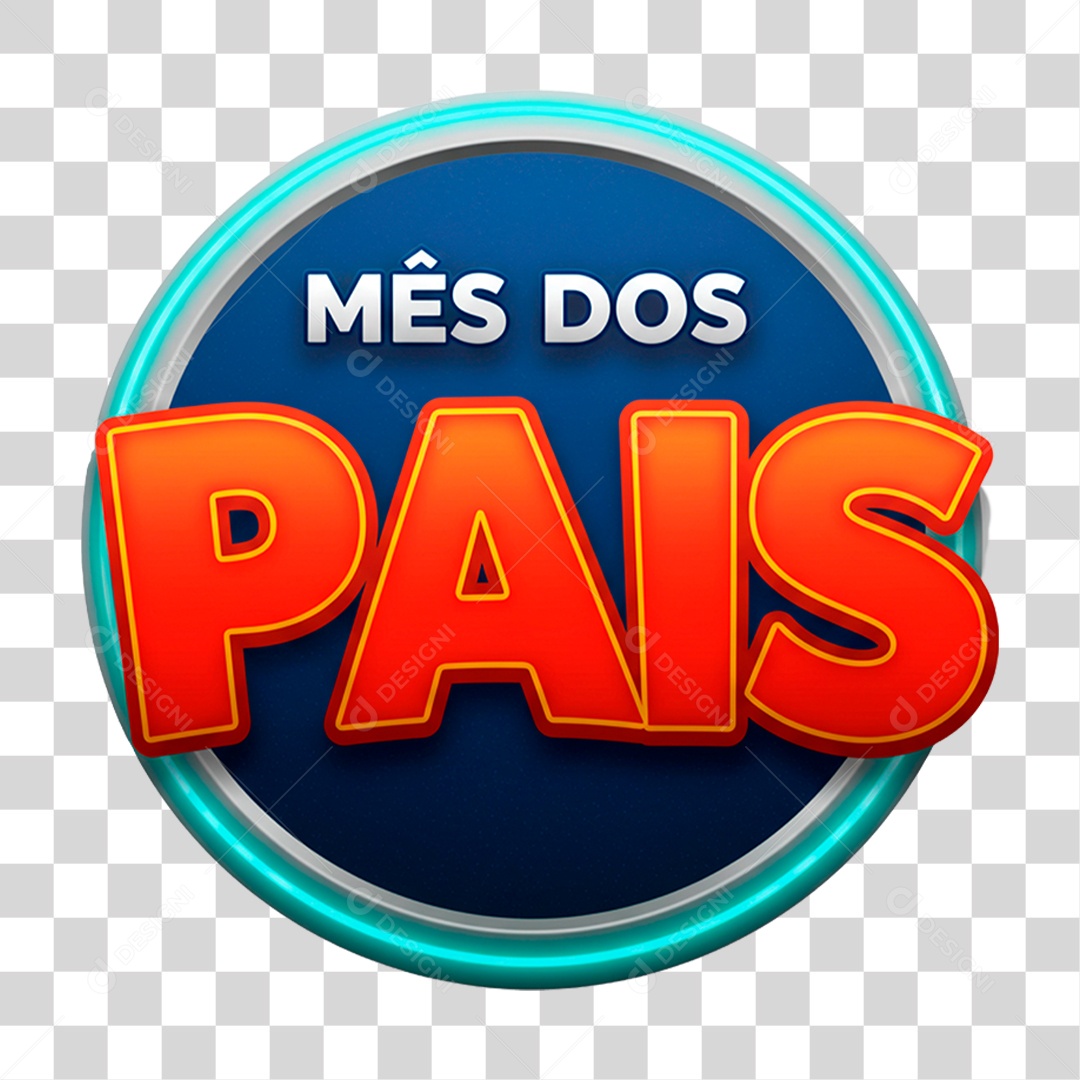 Selo 3D Mês dos Pais PNG Transparente