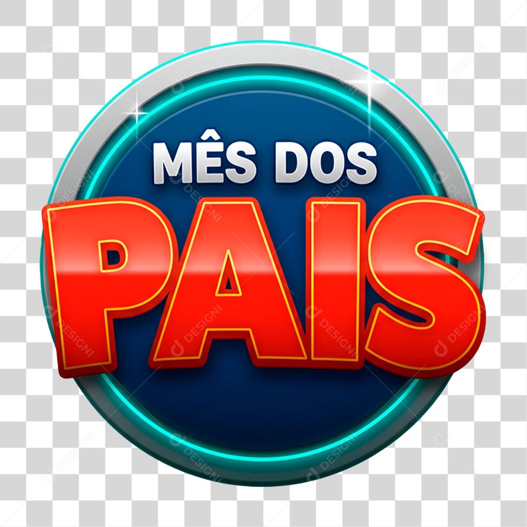 Selo 3D Mês dos Pais PNG Transparente