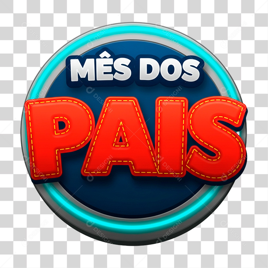 Selo 3D Mês dos Pais PNG Transparente