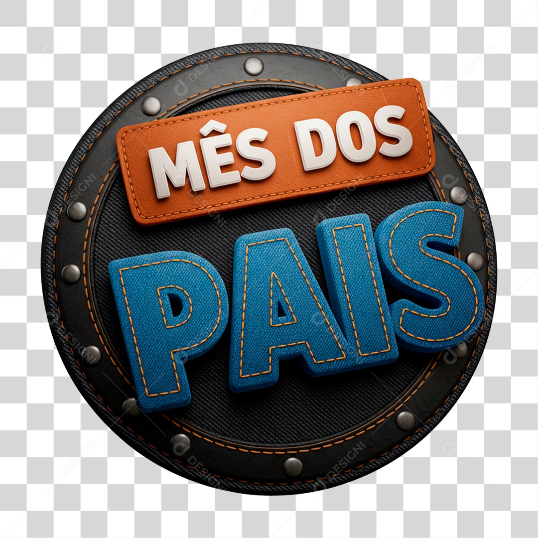 Selo 3D Mês dos Pais PNG Transparente