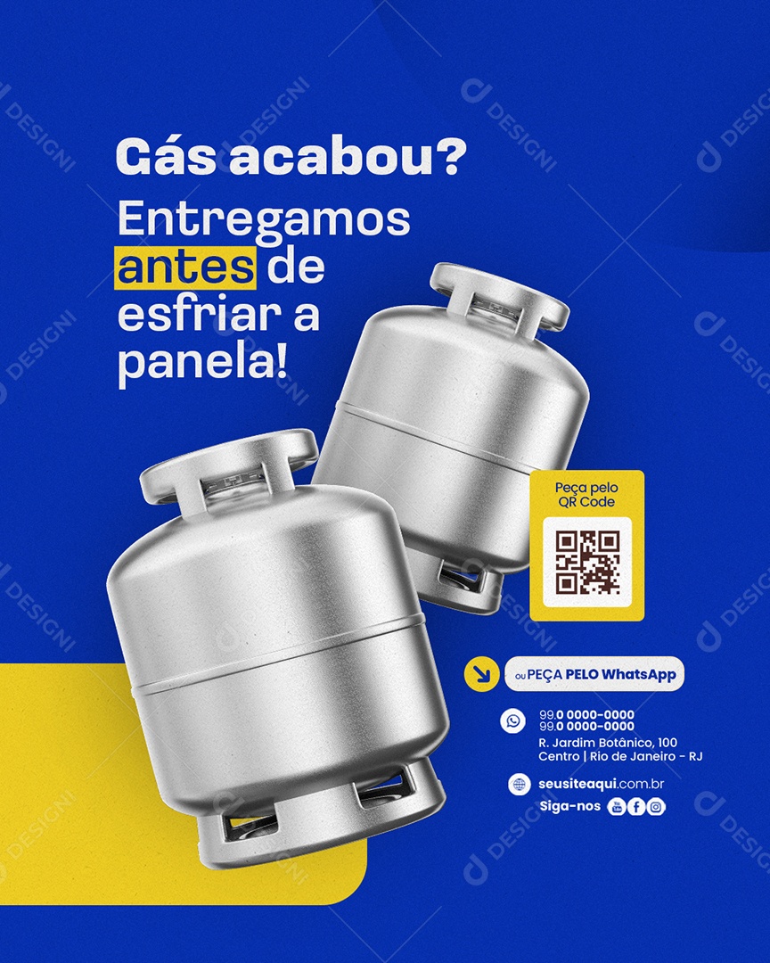 Distribuidor de Gás Entregamos Antes de Esfriar Social Media PSD Editável