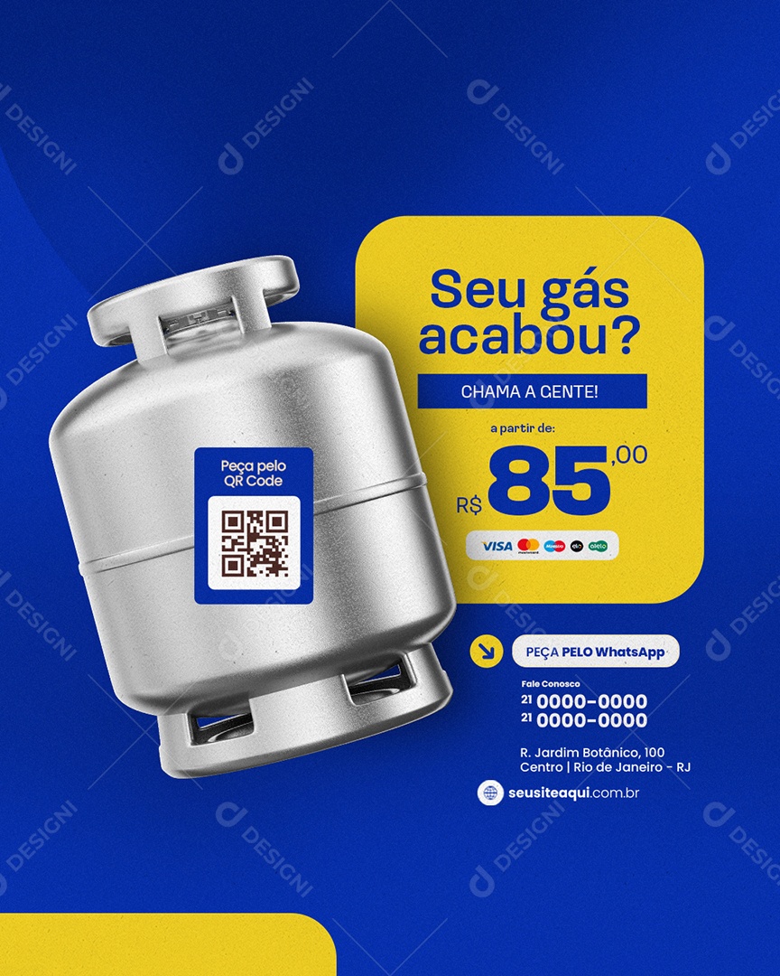 Distribuidor de Gás Seu Gás Acabou Social Media PSD Editável