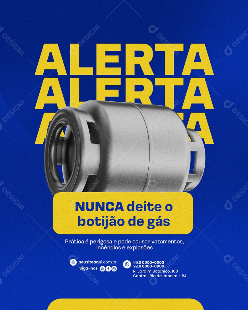 Distribuidor de Gás Nunca Deite o Botijão de Gás Social Media PSD Editável