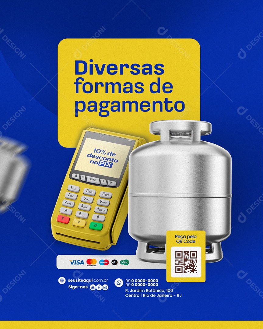 Distribuidor de Gás Diversas Formas de Pagamento Social Media PSD Editável