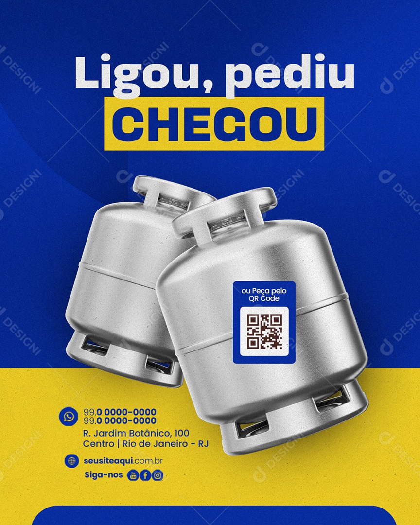 Distribuidor de Gás Ligou Pediu Chegou Social Media PSD Editável