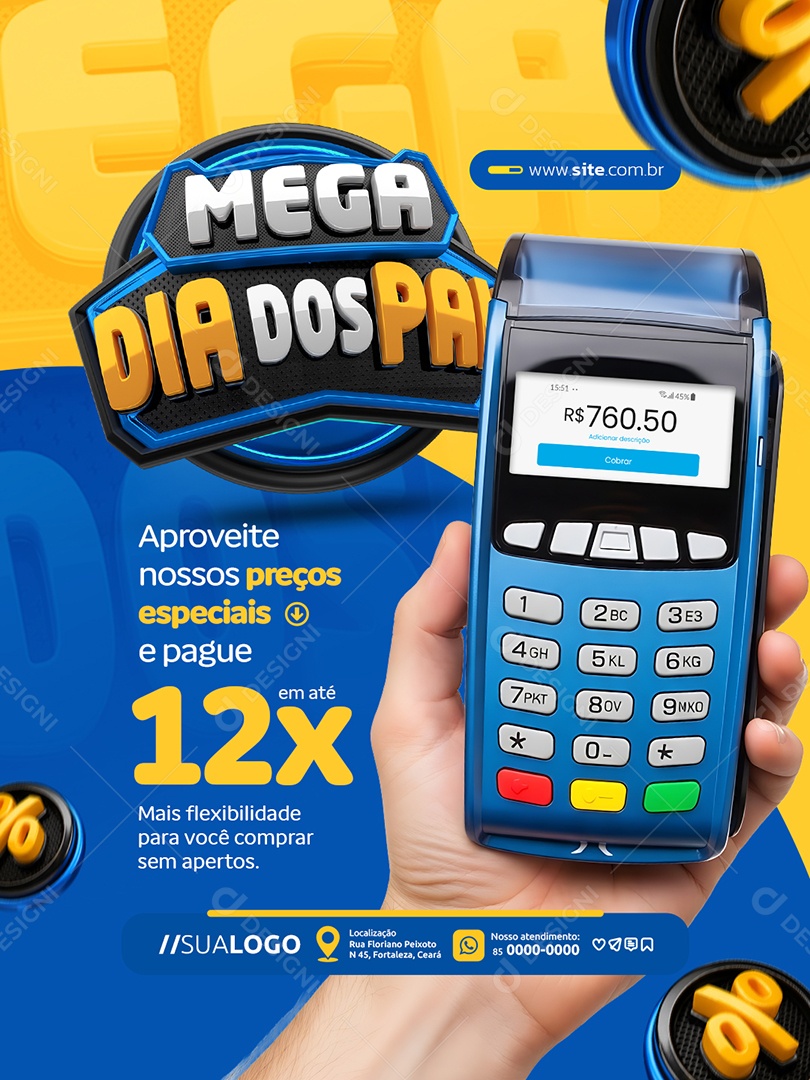 Mega Dia dos Pais Supermercado Aproveite Nossos Preços Especiais Social Media PSD Editável