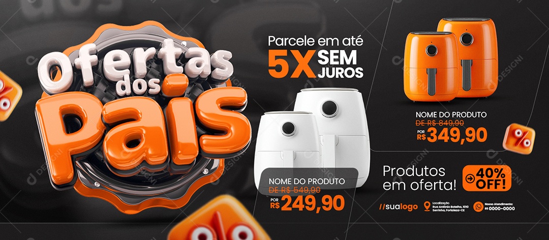 Banner Ofertas dos Pais Loja de Eletrodomésticos Air Flyer Social Media PSD Editável