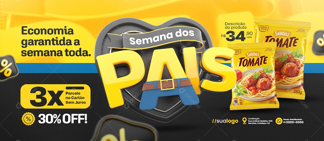 Banner Semana dos Pais Supermercado Economia Social Media PSD Editável