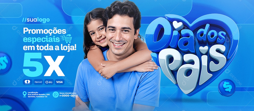Banner Dia dos Pais Promoções Especiais em Toda Loja Social Media PSD Editável