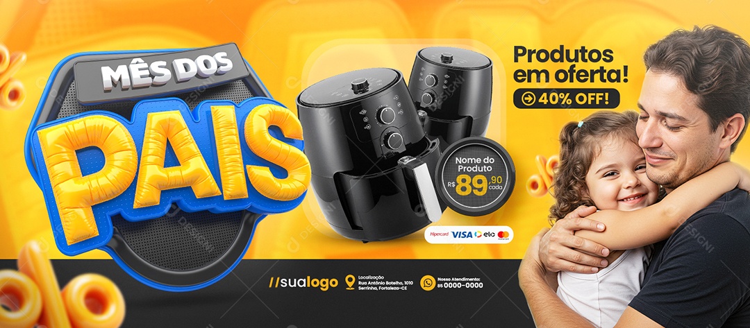 Banner Mês dos Pais Produtos em Oferta Air Flyer Social Media PSD Editável