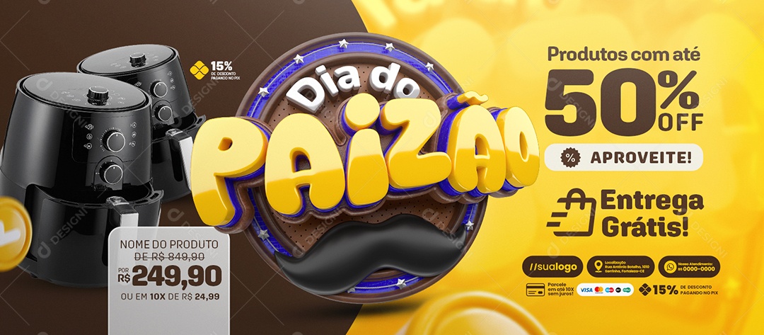 Banner Dia do Paizão Loja de Eletrodomésticos Air Flyer Social Media PSD Editável