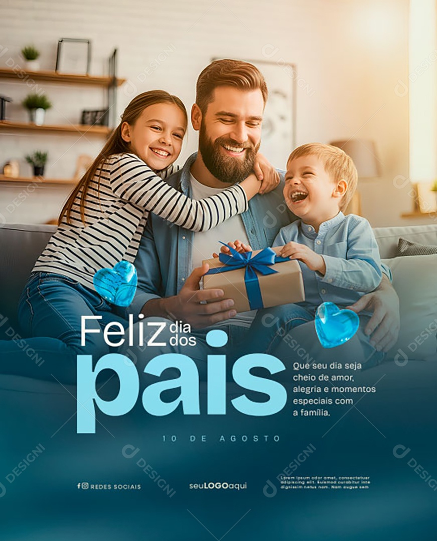 Feliz Dia Dos Pais 11 de Agosto Social Media PSD Editável