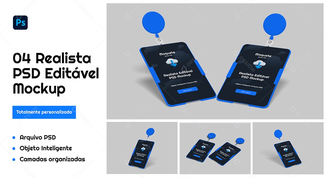 Mockup Cracha de Identificação PSD Editável