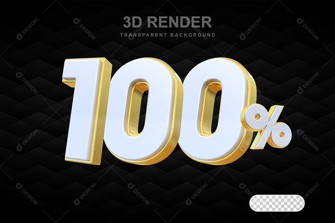 Elemento 3D Número 100% Branco com Dourado Para Composição PSD