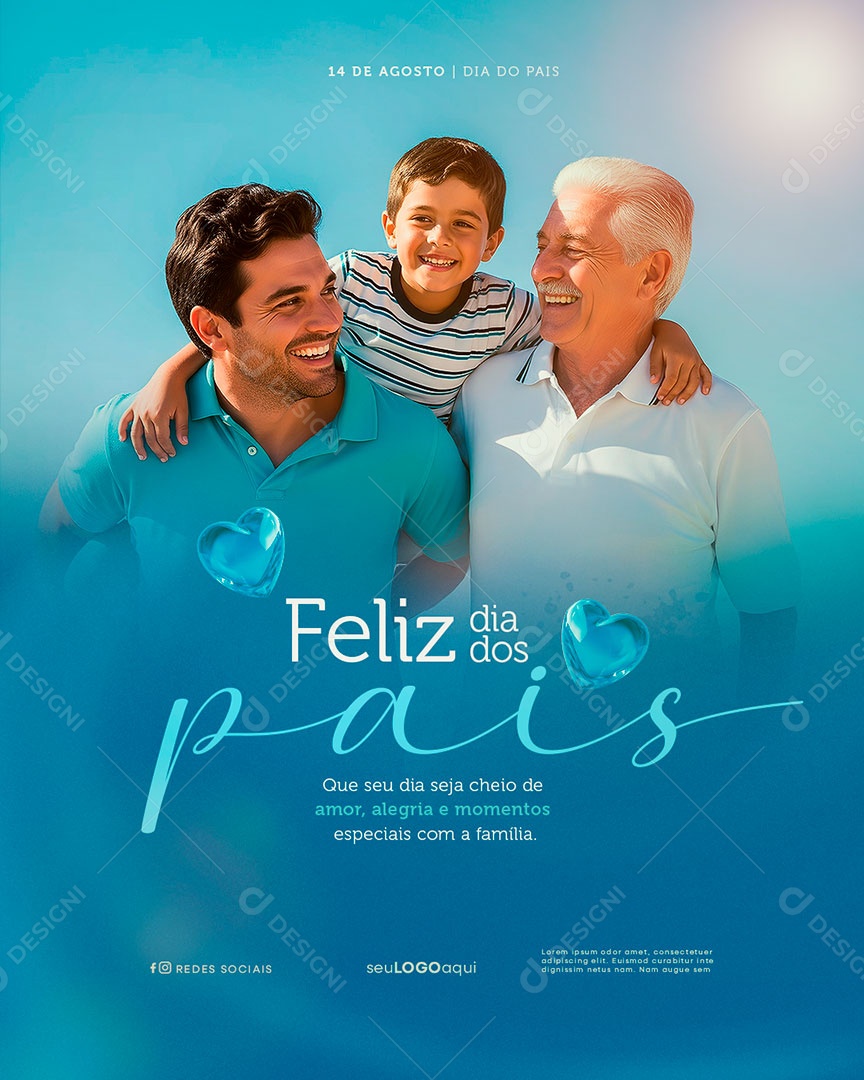 Feliz Dia Dos Pais 11 de Agosto Social Media PSD Editável