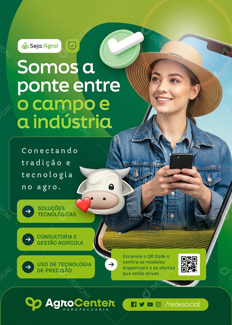 Flyer Agronegócios Somos a Ponte Social Media PSD Editável