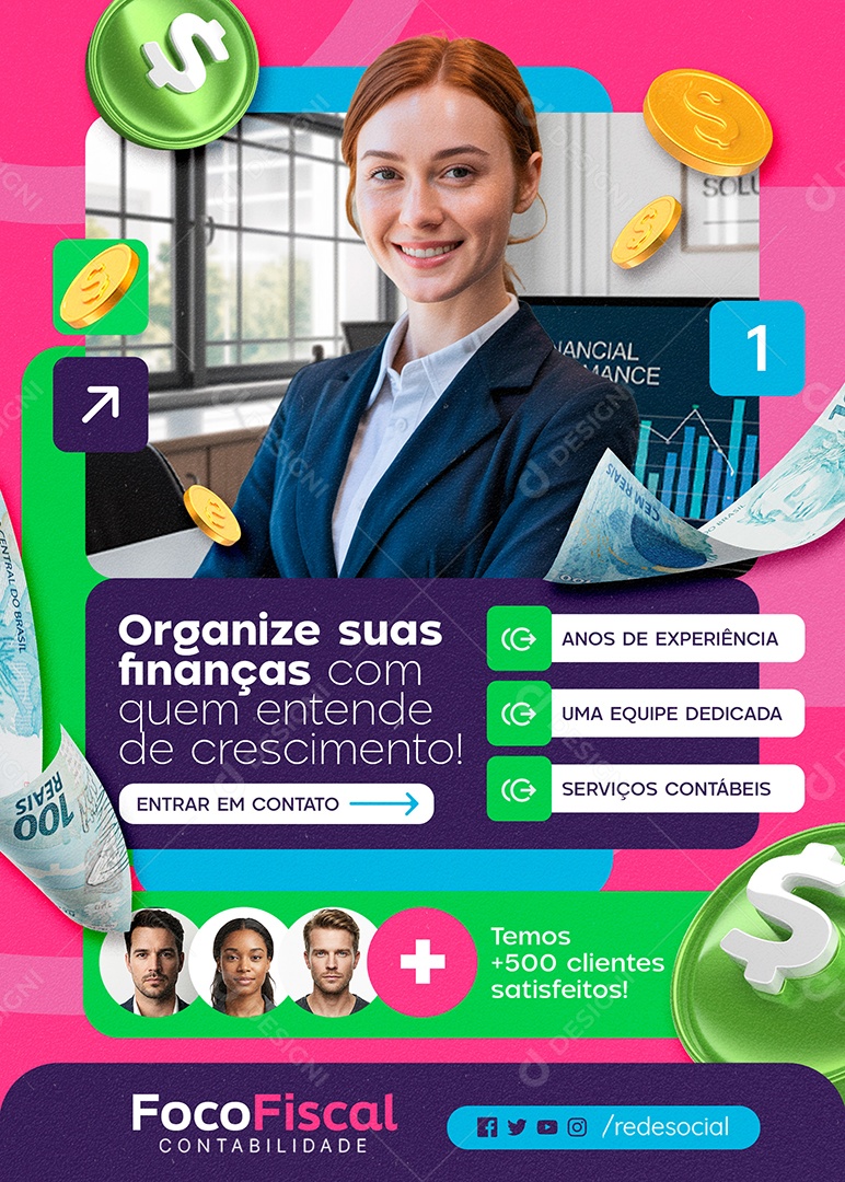Flyer Contabilidade Organize Suas Finanças Social Media PSD Editável