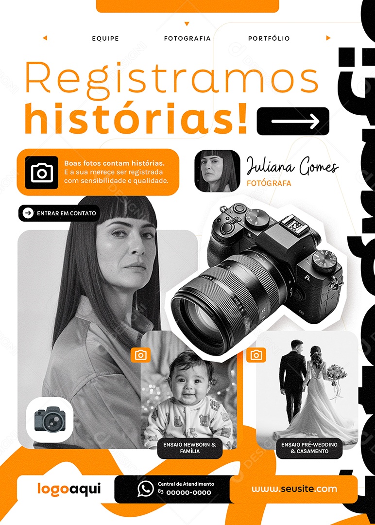 Flyer Fotografia Registramos Histórias Social Media PSD Editável