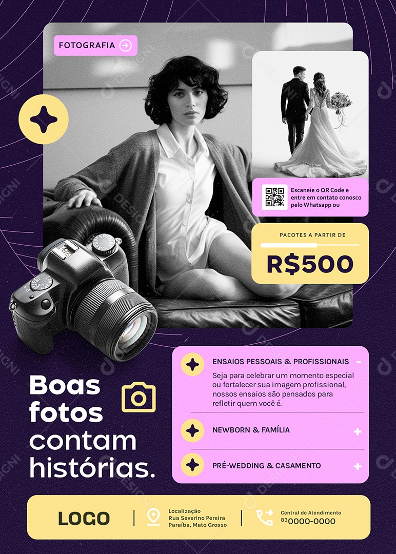 Flyer Fotografia Boas Fotos Contam Histórias Social Media PSD Editável