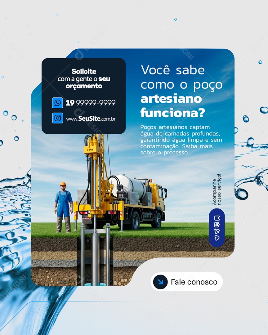 Você Sabe Como o Poço Artesiano Funciona Social Media PSD Editável