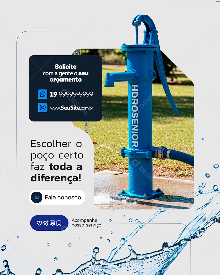 Poço Artesiano Escolher o Poço Certo Social Media PSD Editável