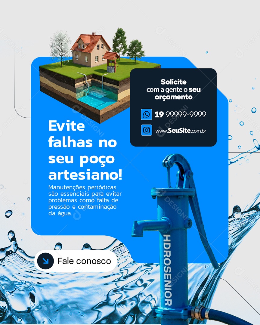 Evite Falhas no Seu Poço Artesiano Social Media PSD Editável