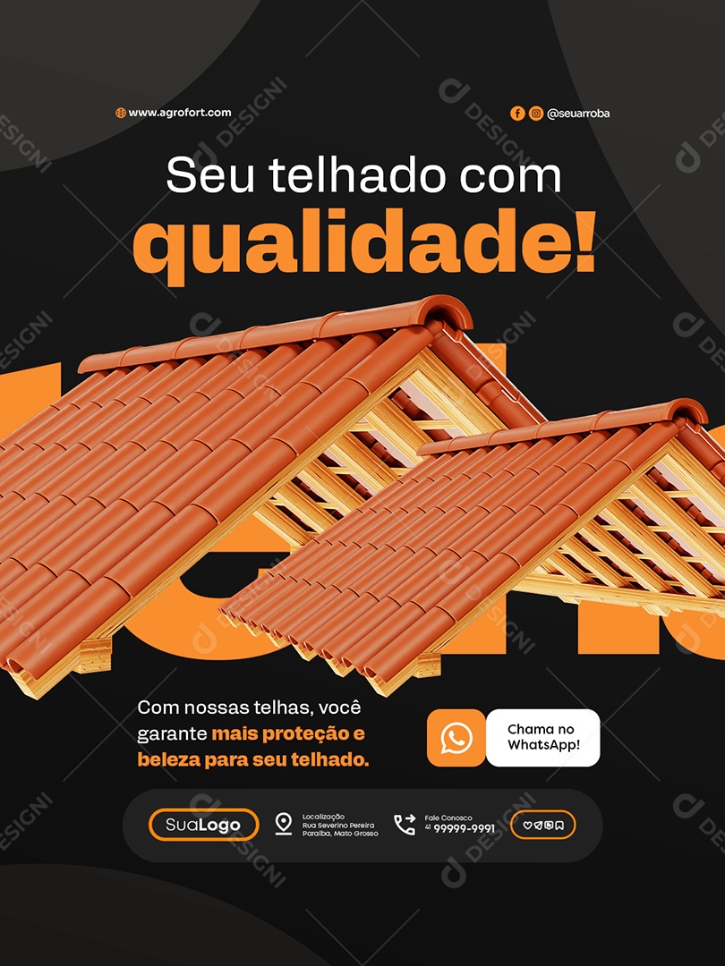 Loja de Telhas Seu Telhado com Qualidade Social Media PSD Editável