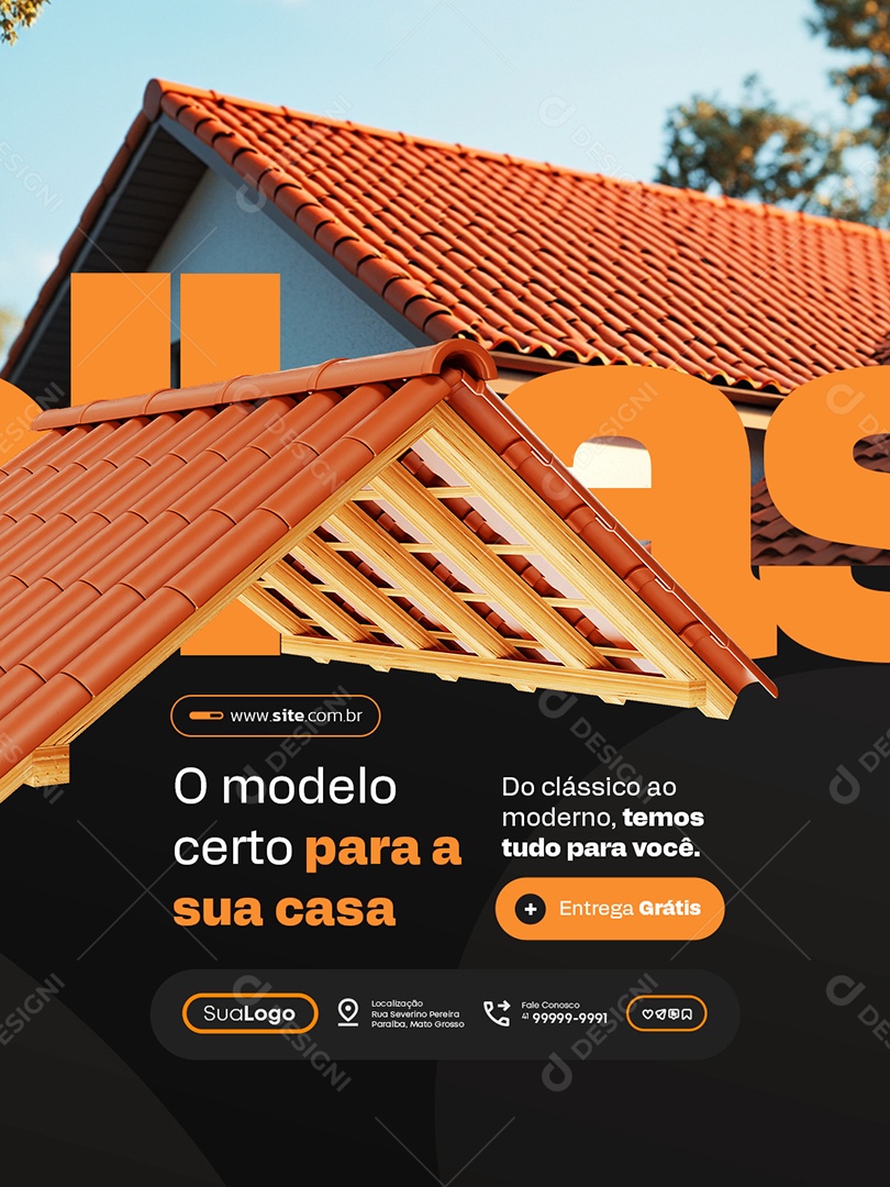 Loja de Telhas O Modelo Certo Para a Sua Casa Social Media PSD Editável