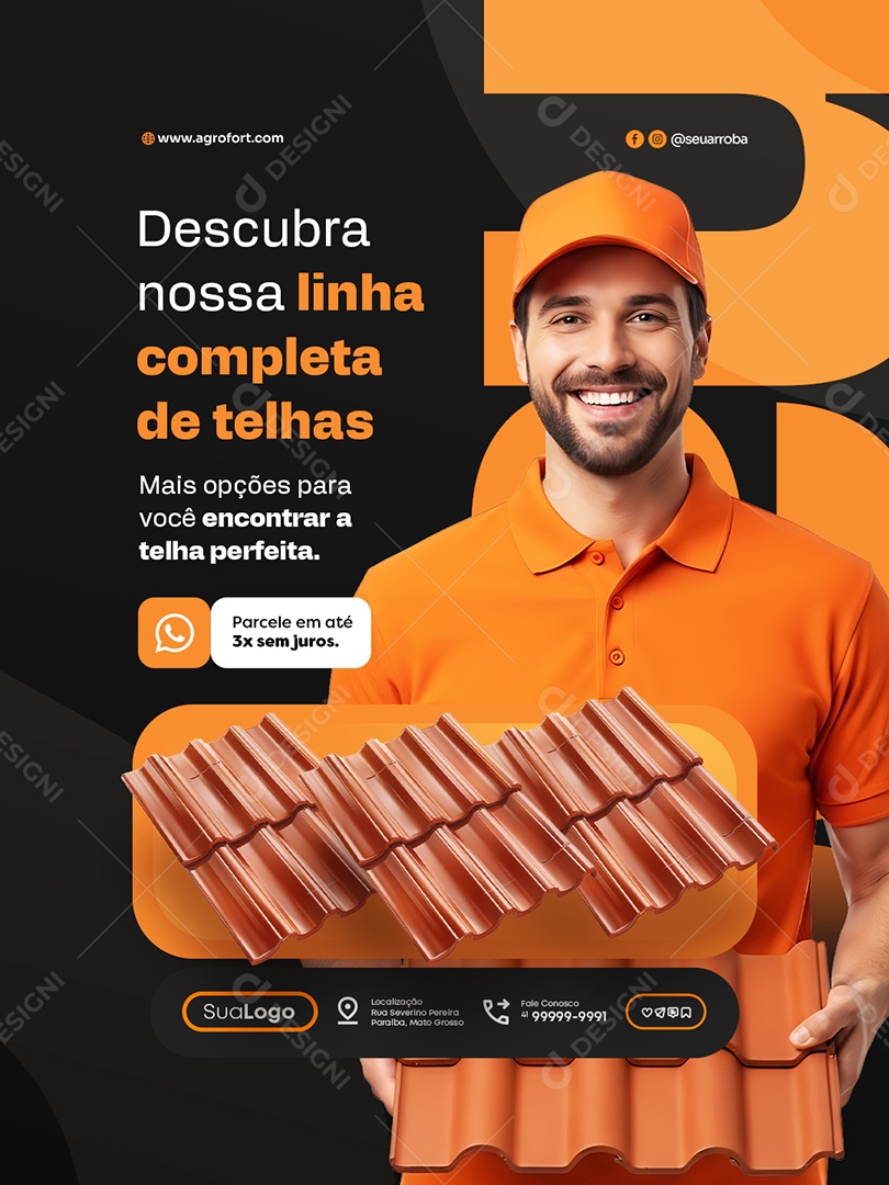 Loja de Telhas Descubra Nossa Linha Completa Social Media PSD Editável