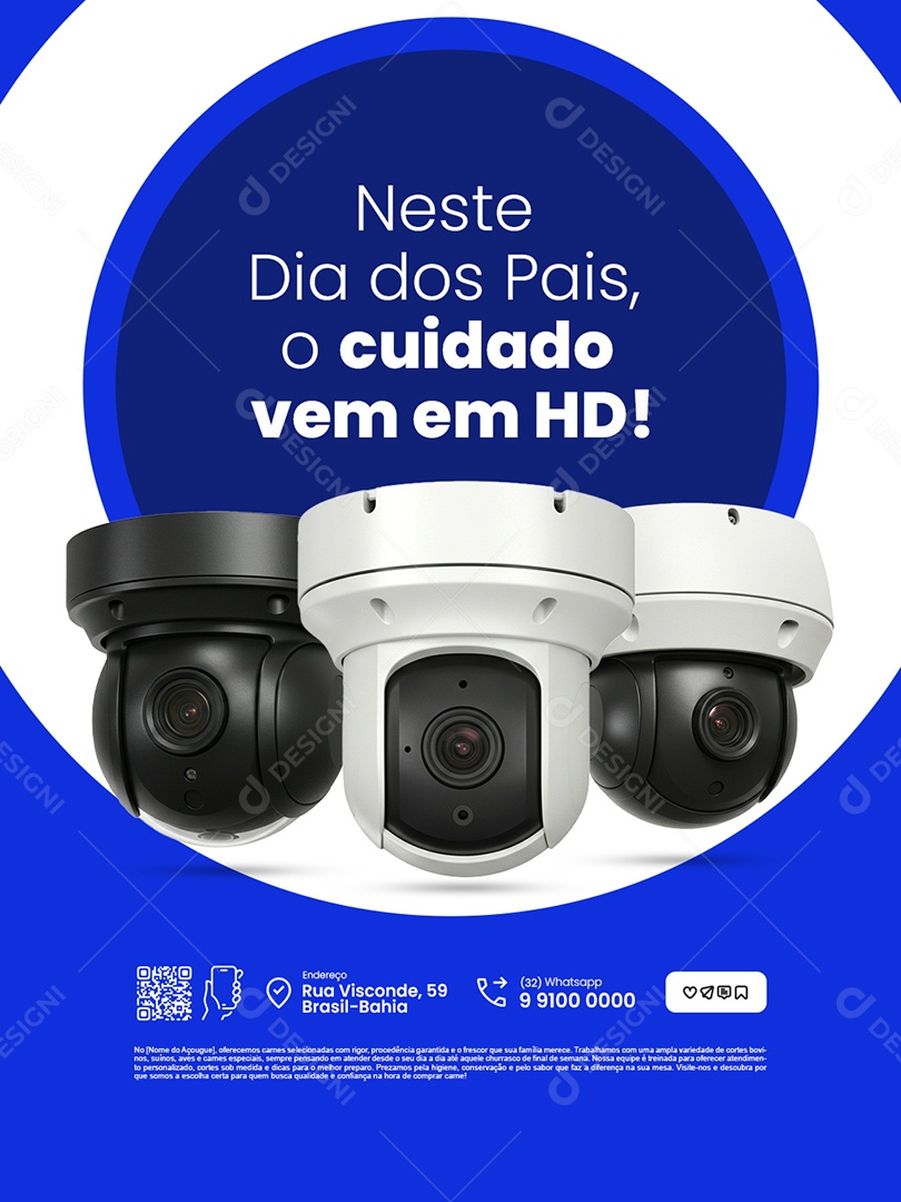 Ofertas Dia dos Pais Câmera de Segurança o Cuidado Social Media PSD Editável