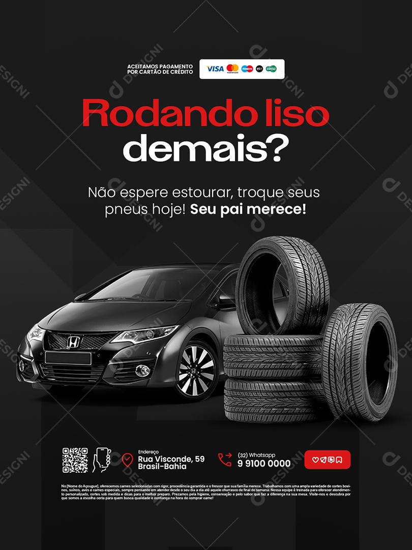 Ofertas Dia dos Pais Loja de Pneus Rodando Liso Demais Social Media PSD Editável