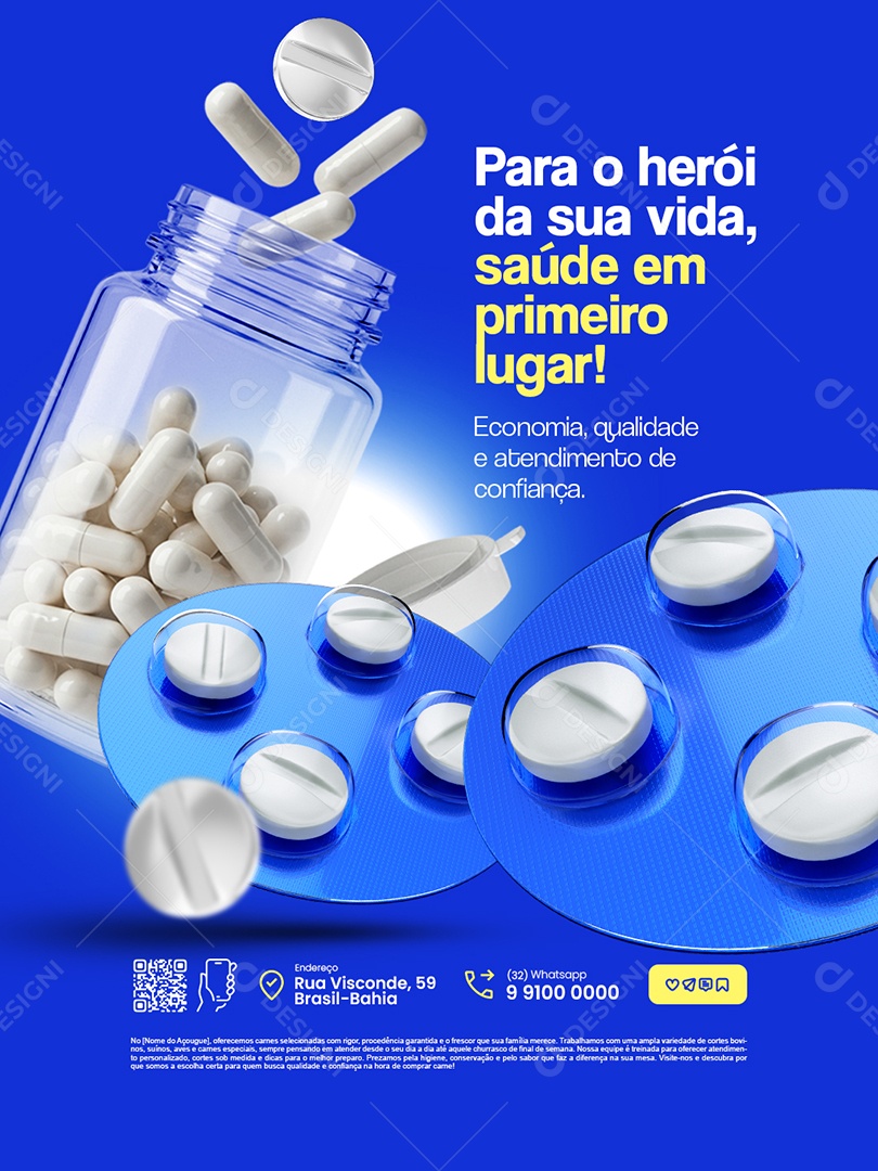 Ofertas Dia dos Pais Farmácia Para o Heróiu da Sua Vida Social Media PSD Editável