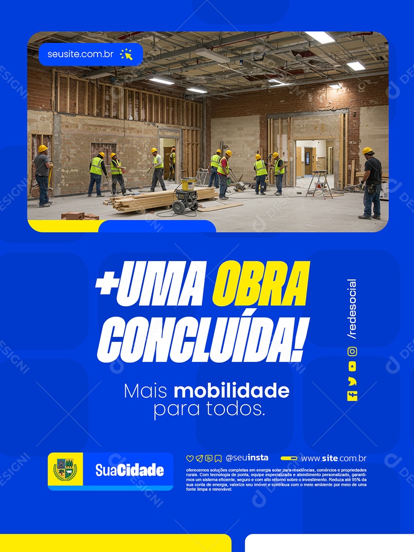 Prefeitura Mais Uma Obra Concluída Social Media PSD Editável