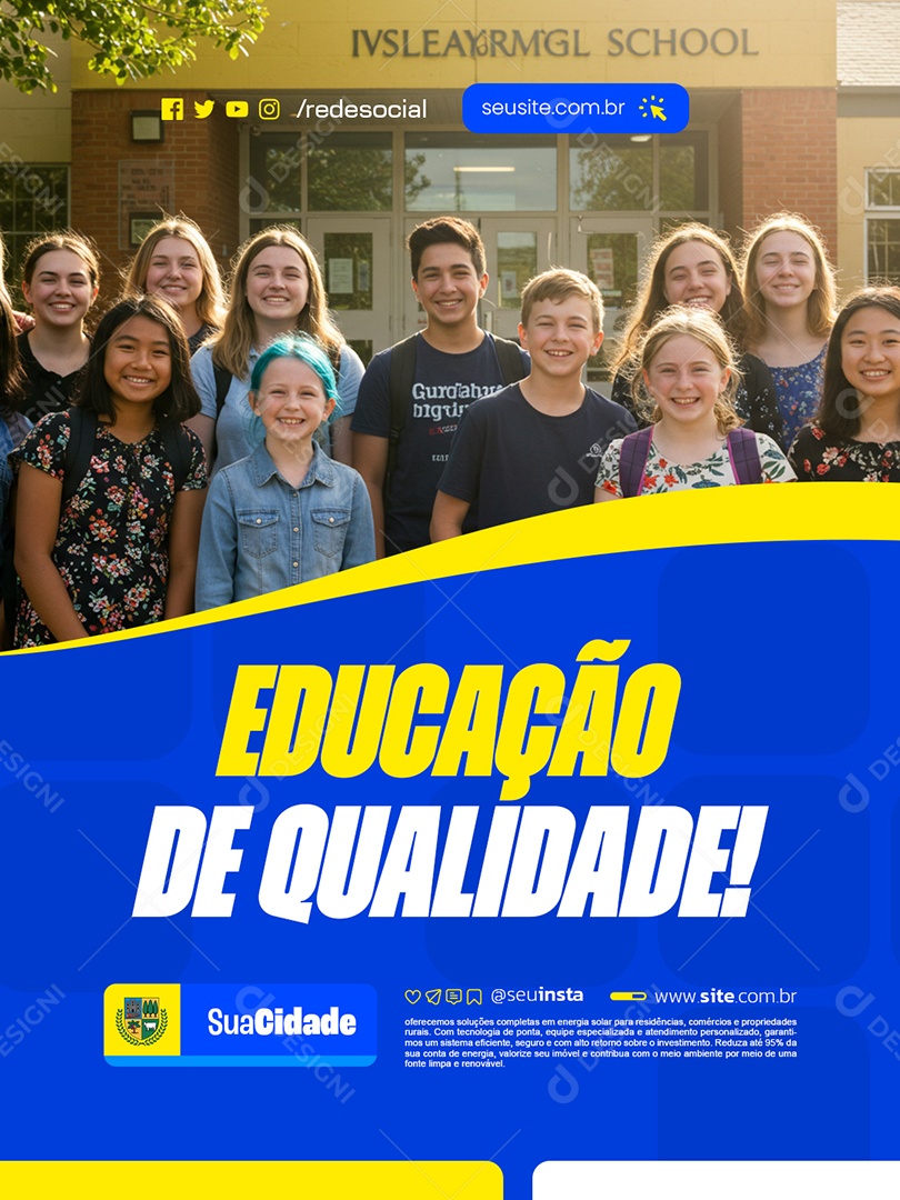Prefeitura Educação de Qualidade Social Media PSD Editável
