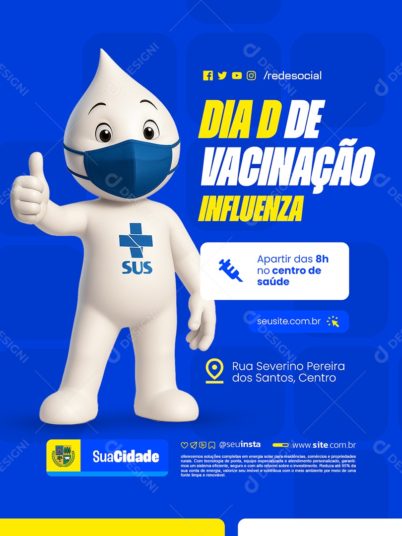 Prefeitura Dia de Vacinação Influenza Social Media PSD Editável