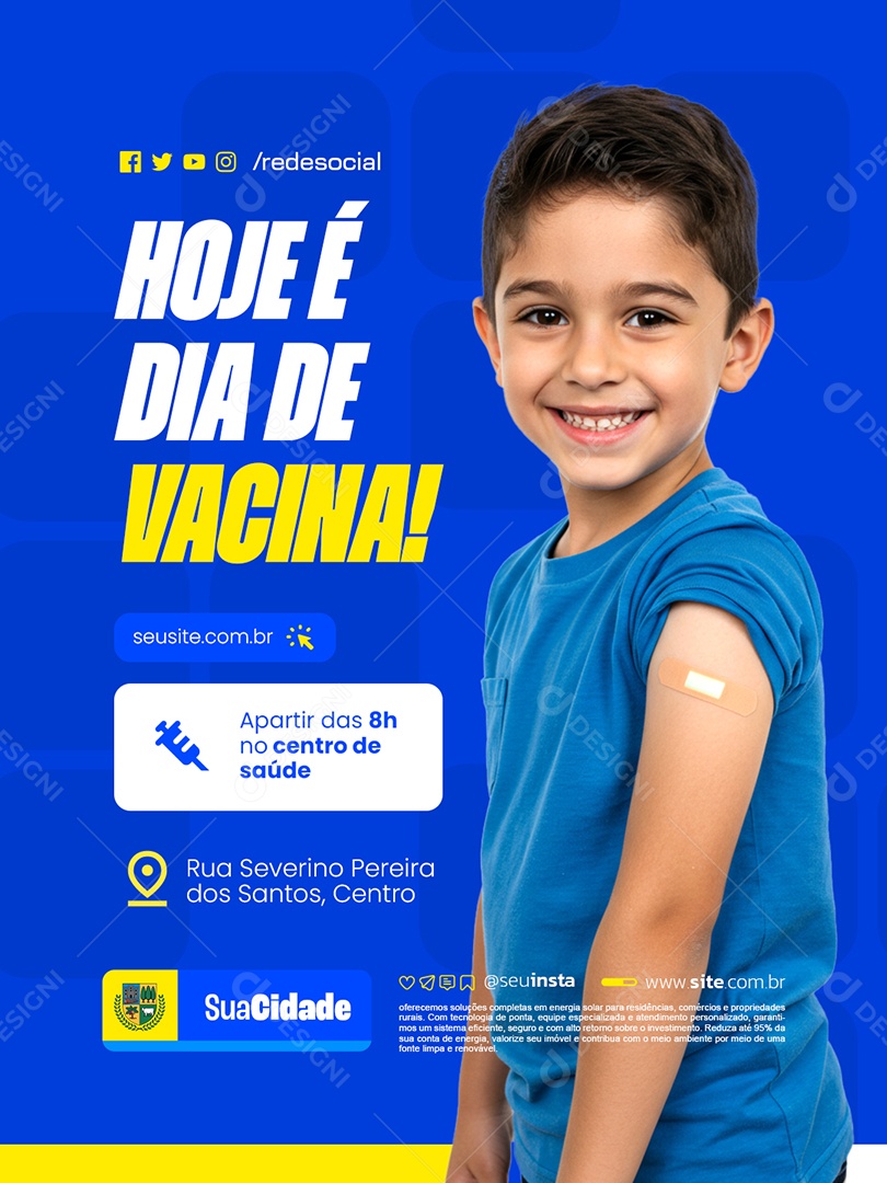 Prefeitura Hoje é Dia de Vacina Social Media PSD Editável