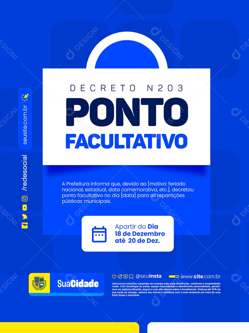 Prefeitura Decreto Ponto Facultativo Social Media PSD Editável