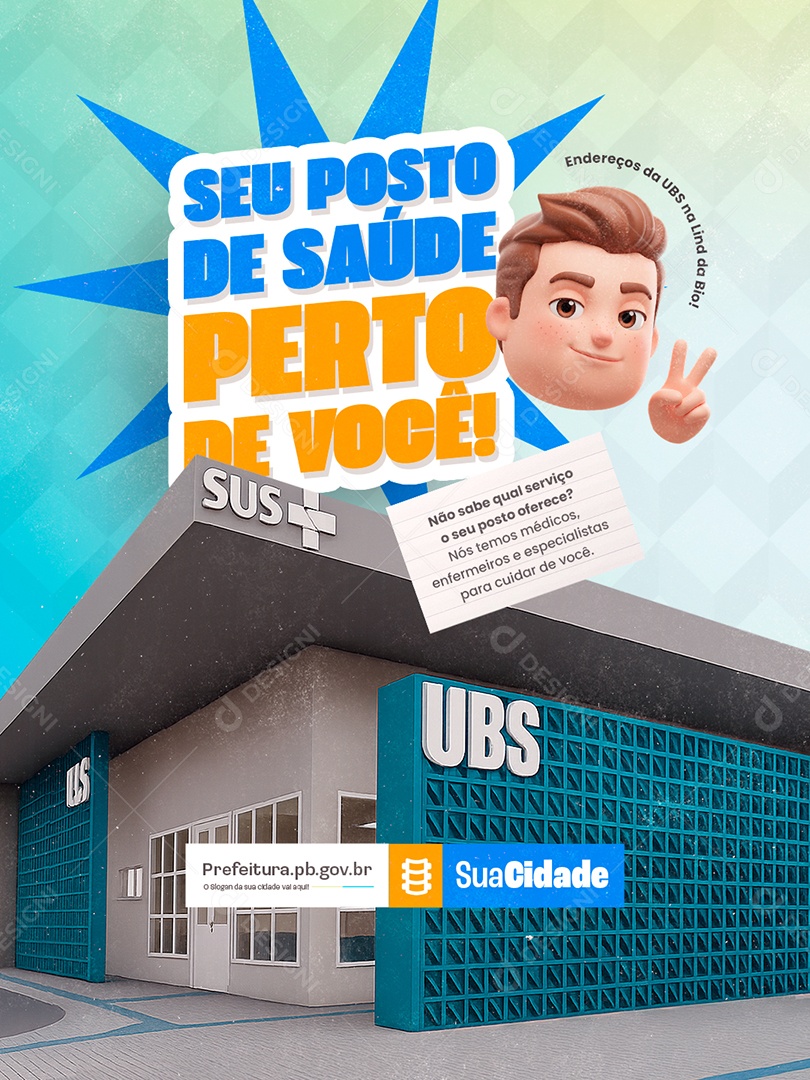 Prefeitura SUS Seu Posto de Saúde Perto de Você Social Media PSD Editável