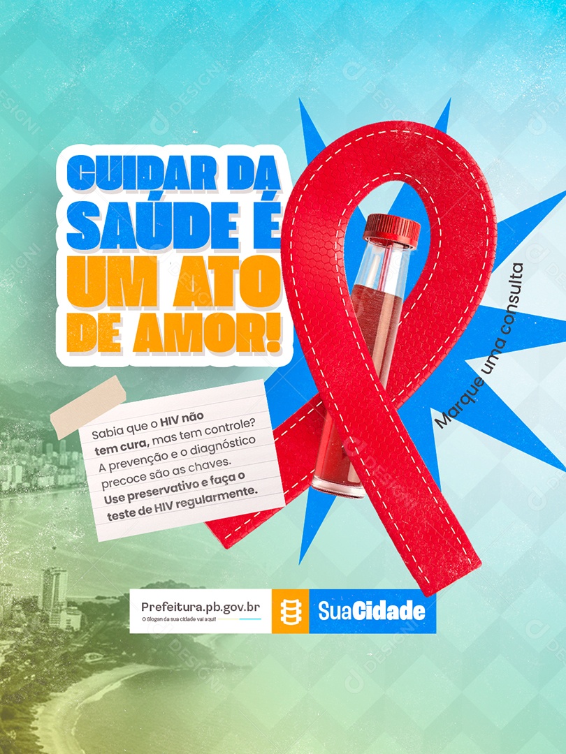 Prefeitura HIV Não Tem Cura Mas Tem Controle Social Media PSD Editável