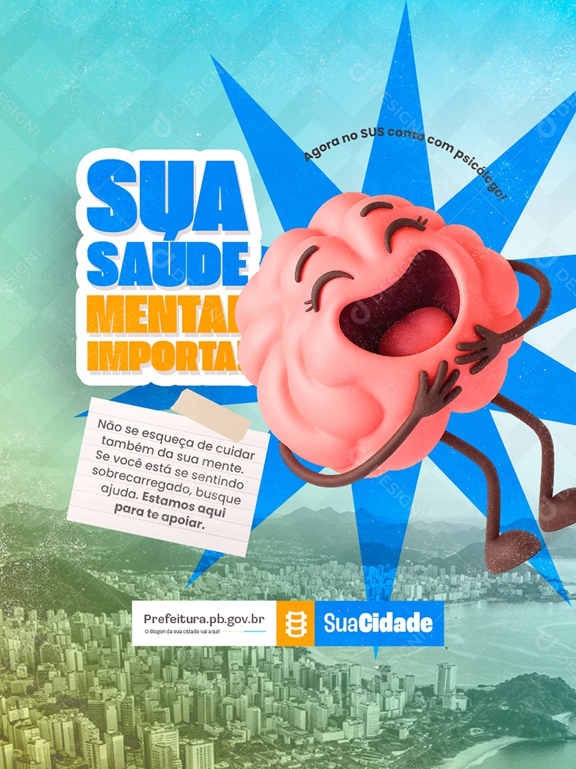 Prefeitura Sua Saúde Mental Importa Social Media PSD Editável