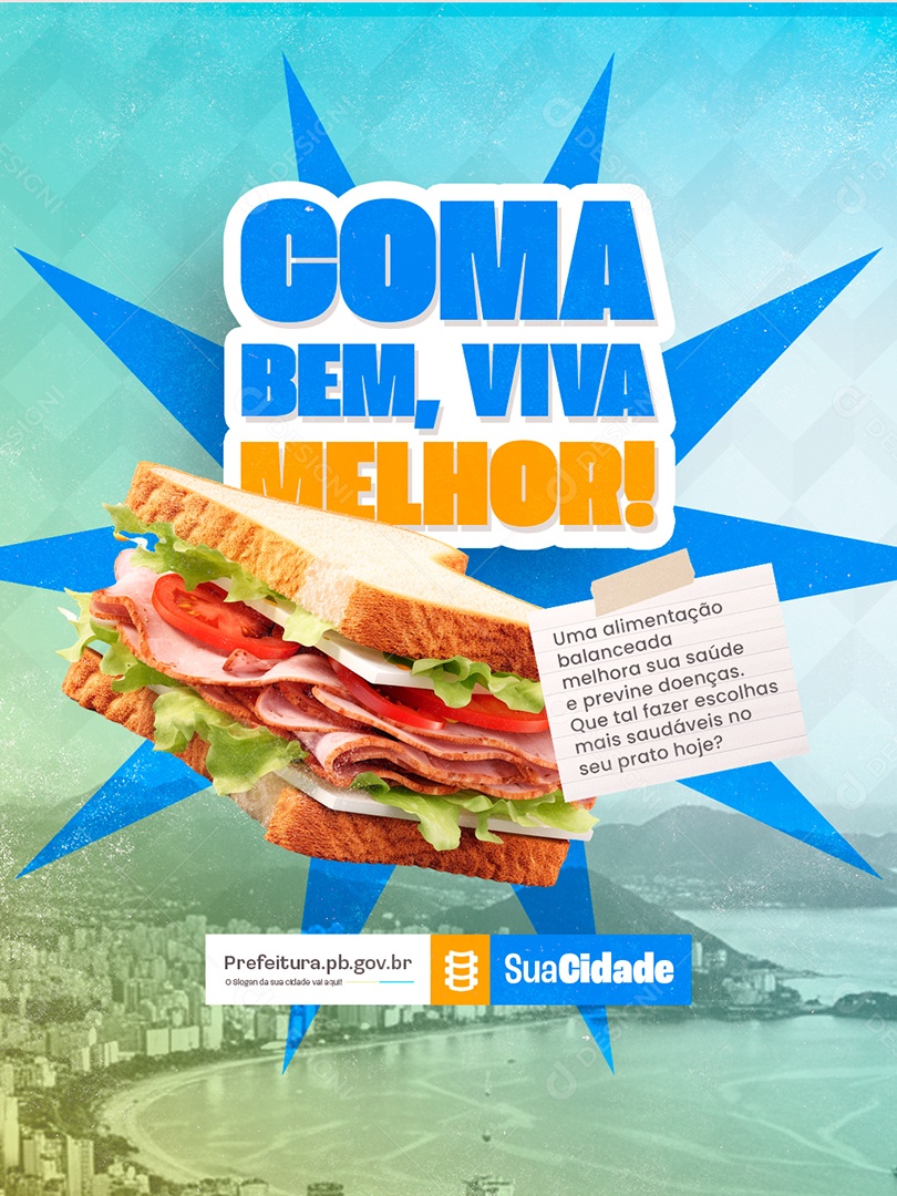 Prefeitura Coma Bem Viva Melhor Social Media PSD Editável