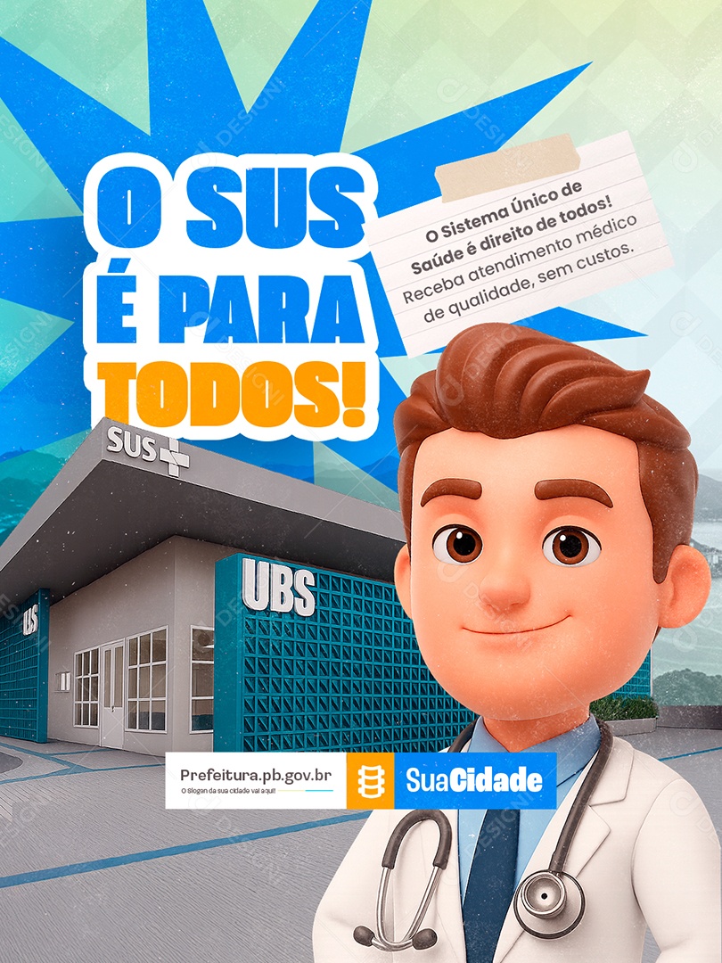 Prefeitura Receba Atendimento Médico de Qualidade Social Media PSD Editável