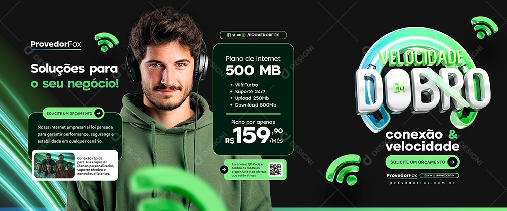 Carrossel Velocidade em Dobro Provedor de Internet Conexão e Velocidade Social Media PSD Editável